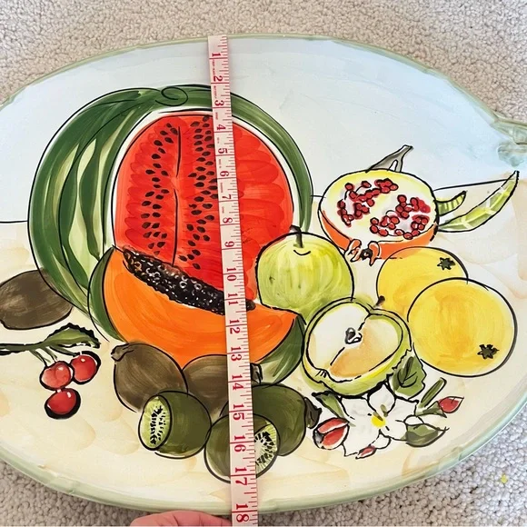 Vintage CWC Fruit Platter 26”x18” Ceramic Plate Made‎ in Italy EUC - Picture 4 of 9
